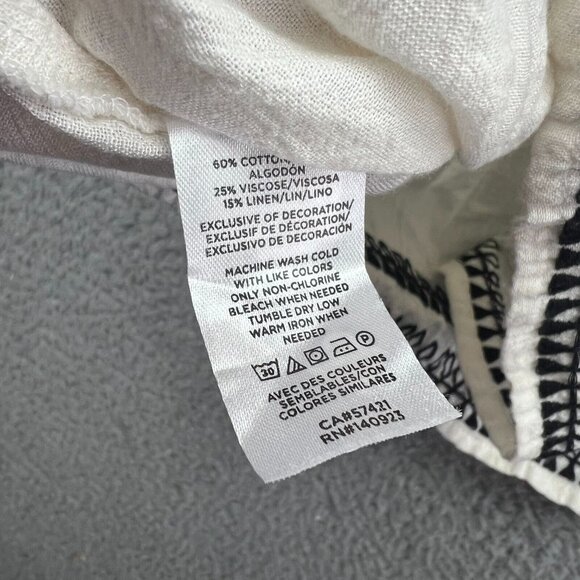 Loft Blouse Boho Hippie White Black Embroidered Flutter Sleeve Peplum Linen XS - Picture 7 of 9